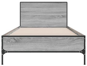 vidaXL Πλαίσιο Κρεβατιού Γκρι Sonoma 90 x 190 εκ. Επεξ. Ξύλο & Μέταλλο