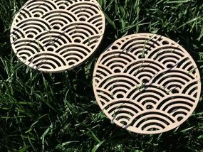 Intra απο ξύλο plywood 3mm-4mm πάχος - Ξύλινο Trivet Seigaiha Δίασταση 30x30 cm Intraeaxys-6o32lr1n