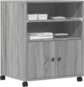 vidaXL Βάση Εκτυπωτή με Ρόδες Γκρι Sonoma 60 x 48 x 74 εκ.