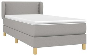 Κρεβάτι Boxspring με Στρώμα Ανοιχτό Γκρι 100x200 εκ. Υφασμάτινο - Γκρι