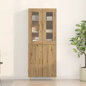 vidaXL Υψηλό Ντουλάπι Μασίφ Δρυς 69.5x34x180 εκ Επεξεργασμένο Ξύλο