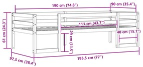 Πλαίσιο Παιδικού Κρεβατιού 90 x 190 εκ. από Μασίφ Ξύλο Πεύκου - Καφέ