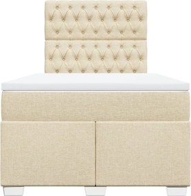 vidaXL Κρεβάτι Boxspring με Στρώμα Κρεμ 120x200 εκ. Υφασμάτινο