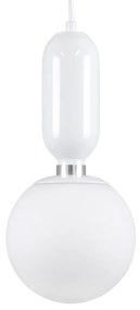 GloboStar® MAVERICK 00944 Μοντέρνο Κρεμαστό Φωτιστικό Οροφής Μονόφωτο 1 x E27 Λευκό Μεταλλικό Γυάλινο Μπάλα Φ15 x Υ33cm
