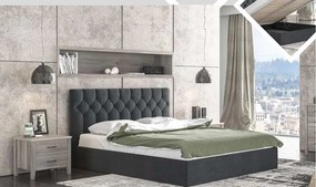 Κρεβάτι Ν63 για στρώμα 160χ200 με Αποθηκευτικό και μηχανισμό Υφασμάτινο υπέρδιπλο με επιλογή χρώματος / μαύρο