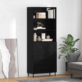 Highboard Μαύρη Οξυά 69,5 x 34 x 180 εκ. Σύνθετο Ξύλο και Γυαλί