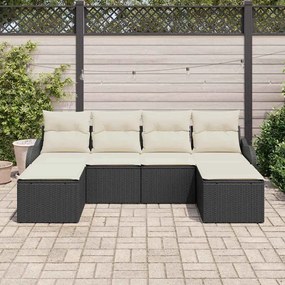 vidaXL Σετ Καναπέ Κήπου με μαξιλάρι 6 pcs Μαύρο Πολυ ράταν