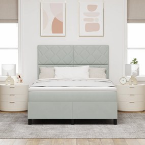 vidaXL Κρεβάτι με Στρώμα & LED Light Grey 140x190 cm Βελούδο