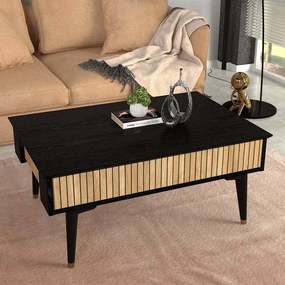 Megapap Τραπεζάκι Σαλονιού Bolea Modern Black - Φυσικό Οξιάς 90x60x38,6εκ.