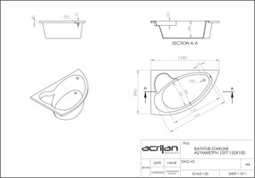 Acrilan Starline 155x100 L – Ασύμμετρη Μπανιέρα - Χωρίς Υδρομασάζ, Basic
