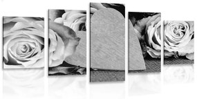 Τριαντάφυλλα Αγίου Βαλεντίνου 5 τμημάτων εικόνας σε ασπρόμαυρο - 100x50