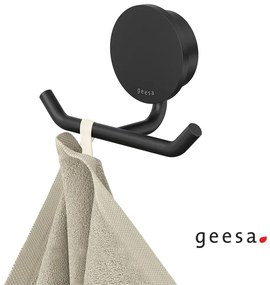 GEESA Opal Άγκιστρο Μπάνιου Διπλό με Βίδες 4,6εκ Black Matt 300-7215-400