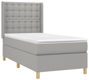 vidaXL Κρεβάτι Boxspring με Στρώμα Ανοιχτό Γκρι 80x200 εκ. Υφασμάτινο