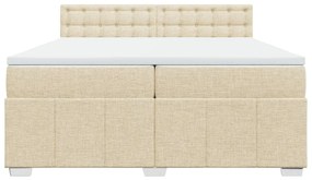 Κρεβάτι Boxspring με Στρώμα Κρεμ 200x200 εκ. Υφασμάτινο - Κρεμ