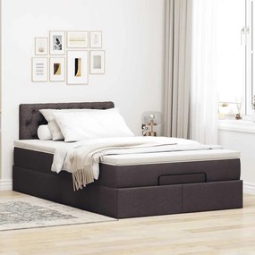 vidaXL Ottoman Κρεβάτι με Στρώμα Σκούρο Καφέ 120x200cm Ύφασμα