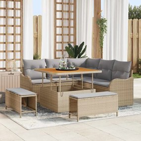 vidaXL Σετ Καναπέ Κήπου 8 pcs Μπεζ συνθετικό ρατάν