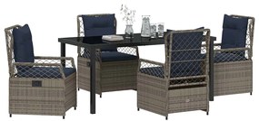 vidaXL Σέτ φαγητού για κήπο 5 pcs Γκρι συνθετικό ρατάν