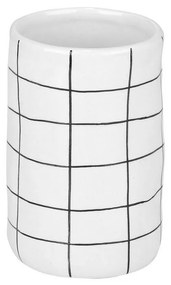 Ποτηράκι Μπάνιου Cage 02-27605 Κεραμικό 7.5x12cm White-Black Estia Κεραμικό