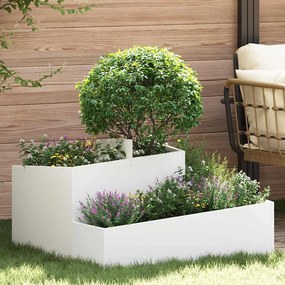 vidaXL Γλάστρα Κήπου Λευκό 80 x 80 x 50 εκ. Κρύα έλαση από χάλυβα