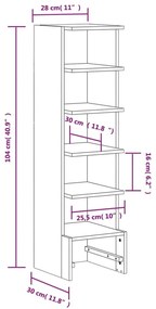 Παπουτσοθήκη Καφέ Κεριού 28x30x104 εκ. από Μασίφ Ξύλο Πεύκου - Καφέ