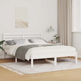vidaXL Σκελετός Κρεβατιού Λευκό 140 x 190 cm Μασίφ ξύλο πεύκου