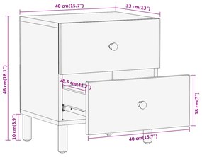 ΚΟΜΟΔΙΝΑ 2 ΤΕΜ. 40 X 33 X 46 ΕΚ. ΑΠΟ ΜΑΣΙΦ ΞΥΛΟ ΑΚΑΚΙΑΣ 356854