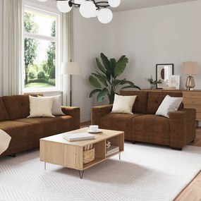 vidaXL Καναπές 2 pcs Καφέ 221 x 78 x 80 εκ Τεχνητό δέρμα
