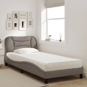 vidaXL Κρεβάτι με Στρώμα Hvar Taupe 90x200 εκ. Υφασμάτινο
