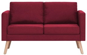 vidaXL Καναπές Διθέσιος Μπορντό Υφασμάτινος