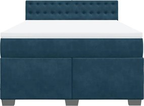 vidaXL Κρεβάτι Boxspring με Στρώμα Μπλε 160x200 εκ. Βελούδινο