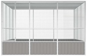 vidaXL Κλουβί Πουλιών Γκρι 302,5x324,5x211,5 εκ Γαλβανισμένο Χάλυβα