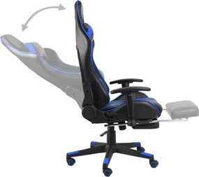 vidaXL Καρέκλα Gaming Περιστρεφόμενη με Υποπόδιο Μπλε PVC