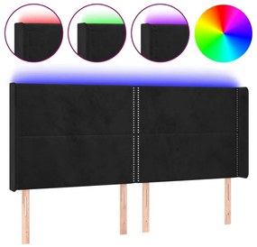 Κεφαλάρι Κρεβατιού LED Μαύρο 203x16x118/128 εκ. Βελούδινο - Μαύρο