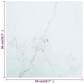 vidaXL Επιφάνεια Τραπεζιού Λευκή 50x50εκ 6 χιλ Ψημ. Γυαλί Μαρμ. Σχέδιο