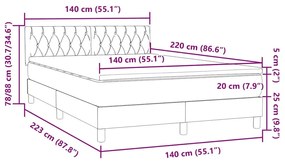 Κρεβάτι Boxspring με Στρώμα Ανοιχτό Γκρι 140x220 εκ. Βελούδινο - Γκρι