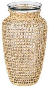 Βάζο Mandy 35621 Φ11,5x21cm Natural GloboStar Γυαλί,Bamboo