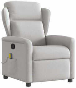 vidaXL καρέκλα ανάκλισης μασάζ Cloud Grey Fabric