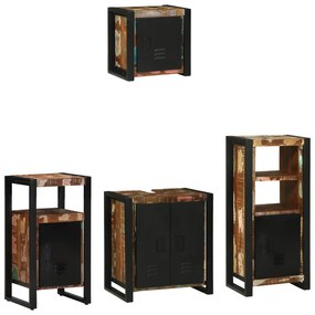 vidaXL Σετ Επίπλων Μπάνιου 4 pcs Πολύχρωμο Στερεό ανακτημένο ξύλο