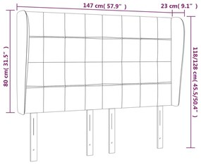 Κεφαλάρι με Πτερύγια Ανοιχτό Γκρι 147x23x118/128 εκ. Βελούδινο - Γκρι