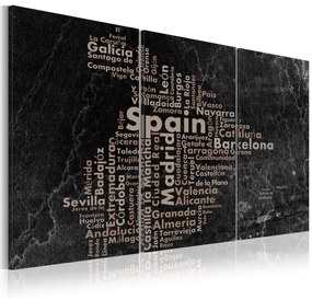 Πίνακας - Map of Spain on the blackboard - triptich 120x60