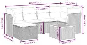 vidaXL Σετ Καναπέ Κήπου 7 τεμ. Μικτό Μπεζ Συνθετικό Ρατάν & Μαξιλάρια