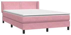 vidaXL Κρεβάτι Boxspring με Στρώμα Ροζ 140x210 εκ. Βελούδινο