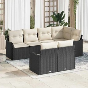 vidaXL Σετ Καναπέ Κήπου με μαξιλάρι 7 pcs Μαύρο Πολυ ράταν