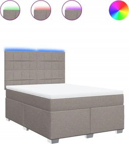 vidaXL Κρεβάτι Boxspring με Στρώμα Taupe 140x190 εκ. Υφασμάτινο