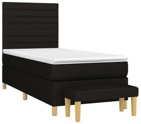 vidaXL Κρεβάτι Boxspring με Στρώμα Μαύρο 90x200 εκ. Υφασμάτινο