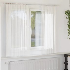 Κουρτίνες Voile με βρόχους 2 τεμάχια Λευκό 140x140 cm - Λευκό