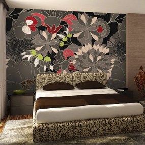 Φωτοταπετσαρία - floral design - gray 350x270