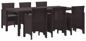 vidaXL Σέτ φαγητού για κήπο 7 pcs Καφέ Rattan Polt
