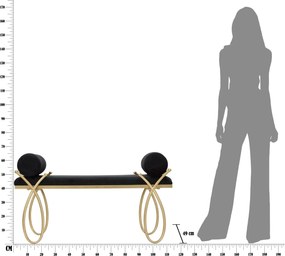 Ταμπουρέ Μαύρο/Χρυσό RIBBON Μαύρο/Χρυσό 49x113x53