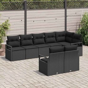 vidaXL Σετ Καναπέ Κήπου 8 pcs Μαύρο Πολυ ράταν